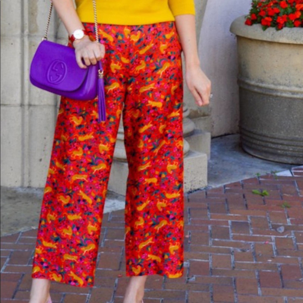 J.Crew Collection Silk Pants Jungle Cat floral